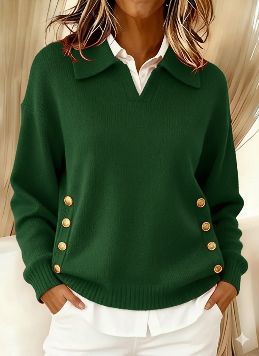 Agnès Paris | Pull Col Polo Boutons Dorés Aveline