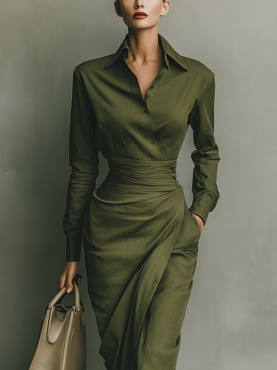 Agnès Paris | ROBE PORTEFEUILLE SATINÉE AVEC CEINTURE