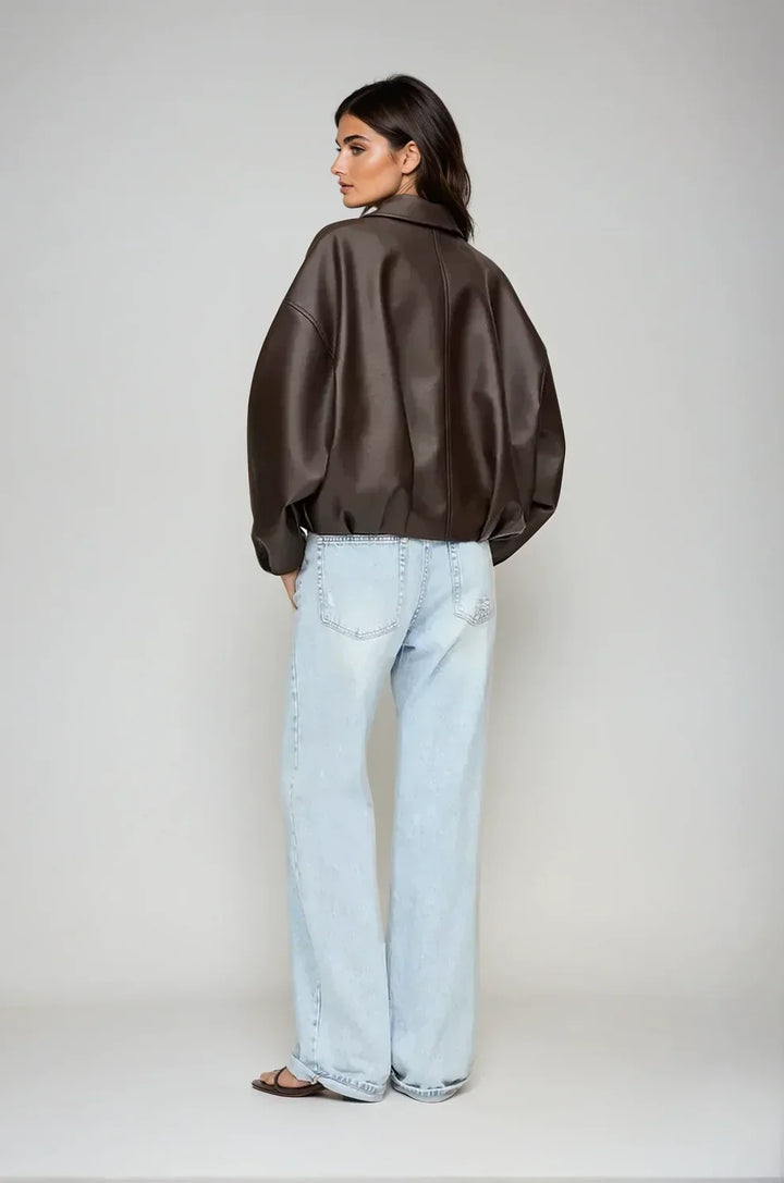Agnès Paris | VESTE EN CUIR MARRON