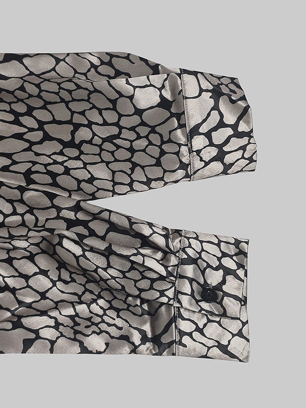 Agnès Paris | CHEMISIER EFFET SATIN À MOTIF ARTISTIQUE
