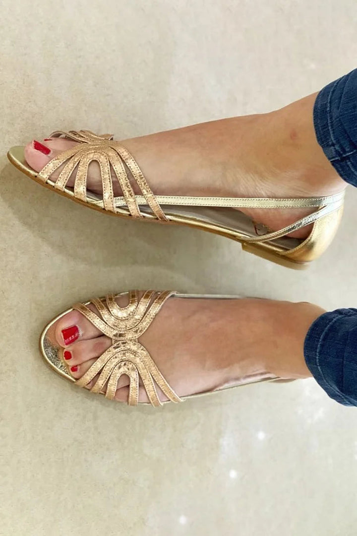 Agnès Paris | Mules Plates Dorées Aveline