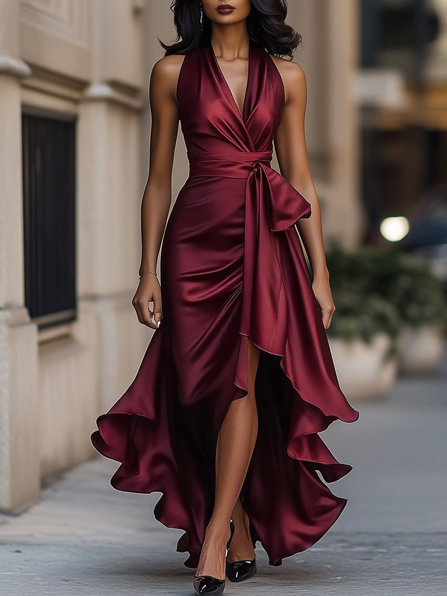 Agnès Paris | Robe en Satin Drapée à la Taille
