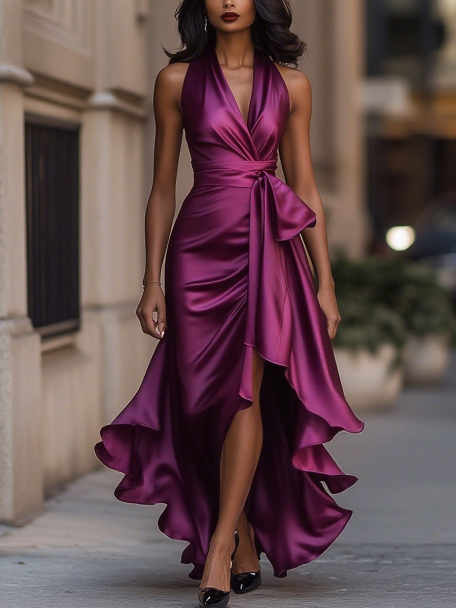 Agnès Paris | Robe en Satin Drapée à la Taille