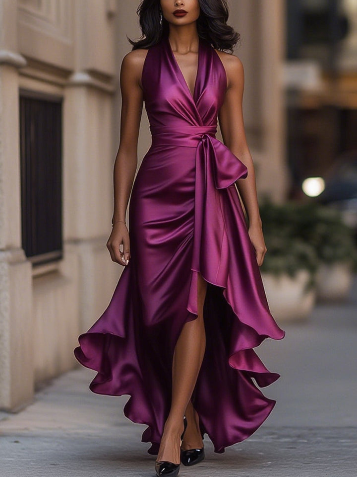 Agnès Paris | Robe en Satin Drapée à la Taille