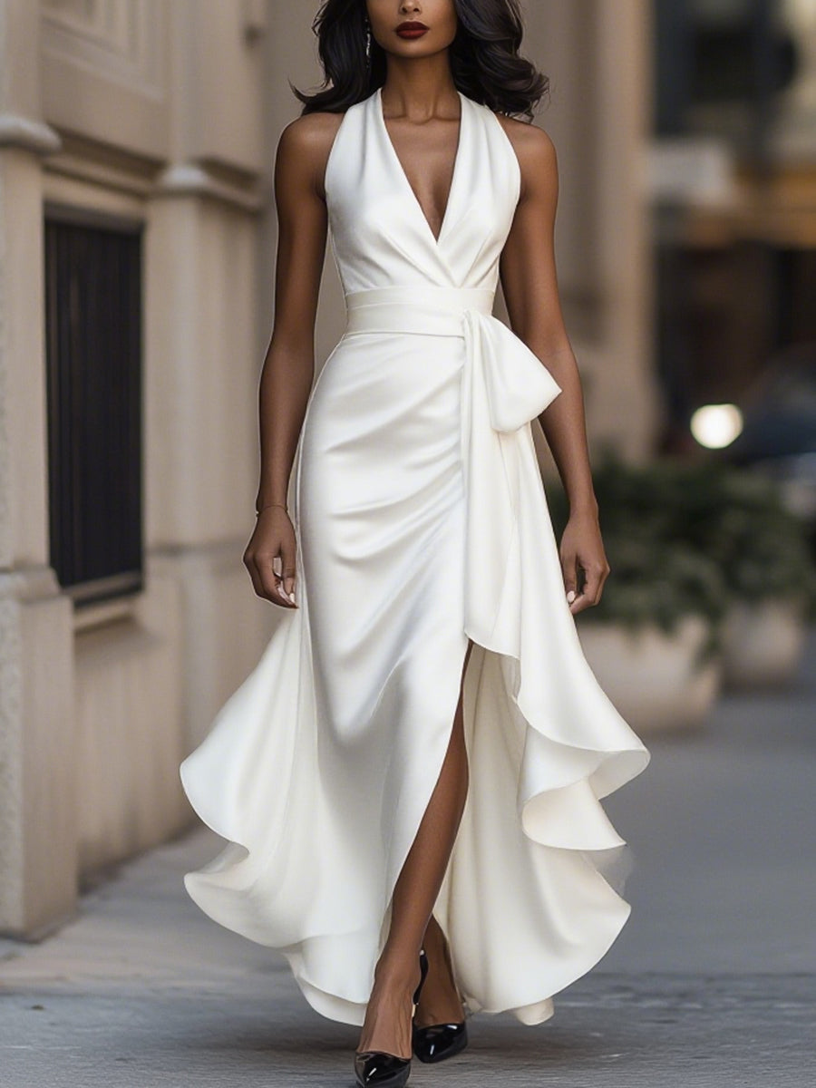 Agnès Paris | Robe en Satin Drapée à la Taille