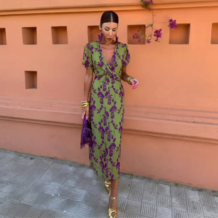 Agnès Paris | Robe Longue Fleurie Verte Manon