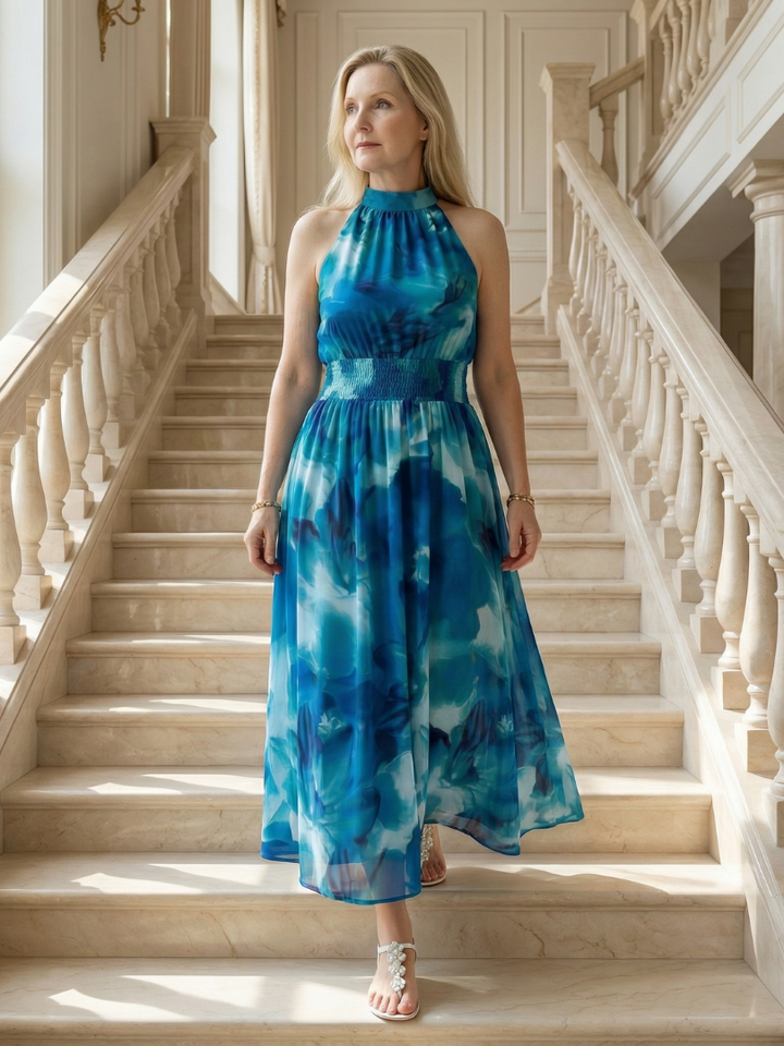 Agnès Paris | Robe Midi à Encolure Halter Froncée Sylin