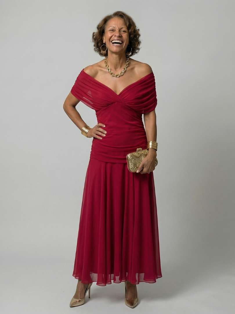 Agnès Paris | Robe Midi Décontractée à Épaules Dénudées Calen