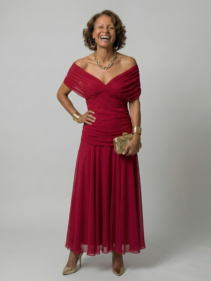 Agnès Paris | Robe Midi Décontractée à Épaules Dénudées Calen