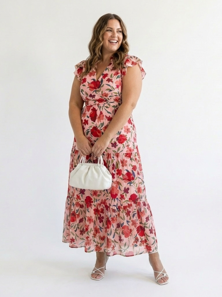 Agnès Paris | Robe Midi Évasée à Imprimé Floral Lila