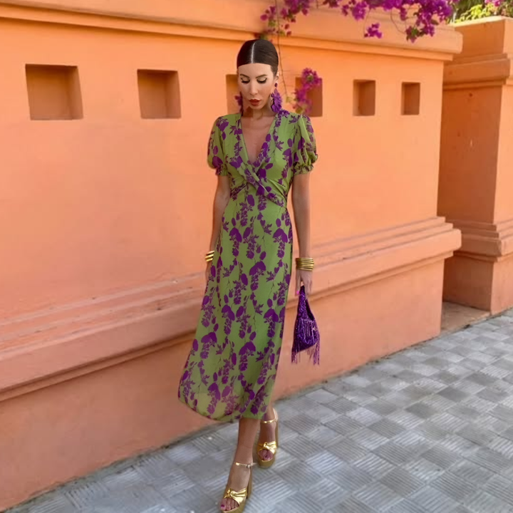Agnès Paris | Robe Longue Fleurie Verte Manon