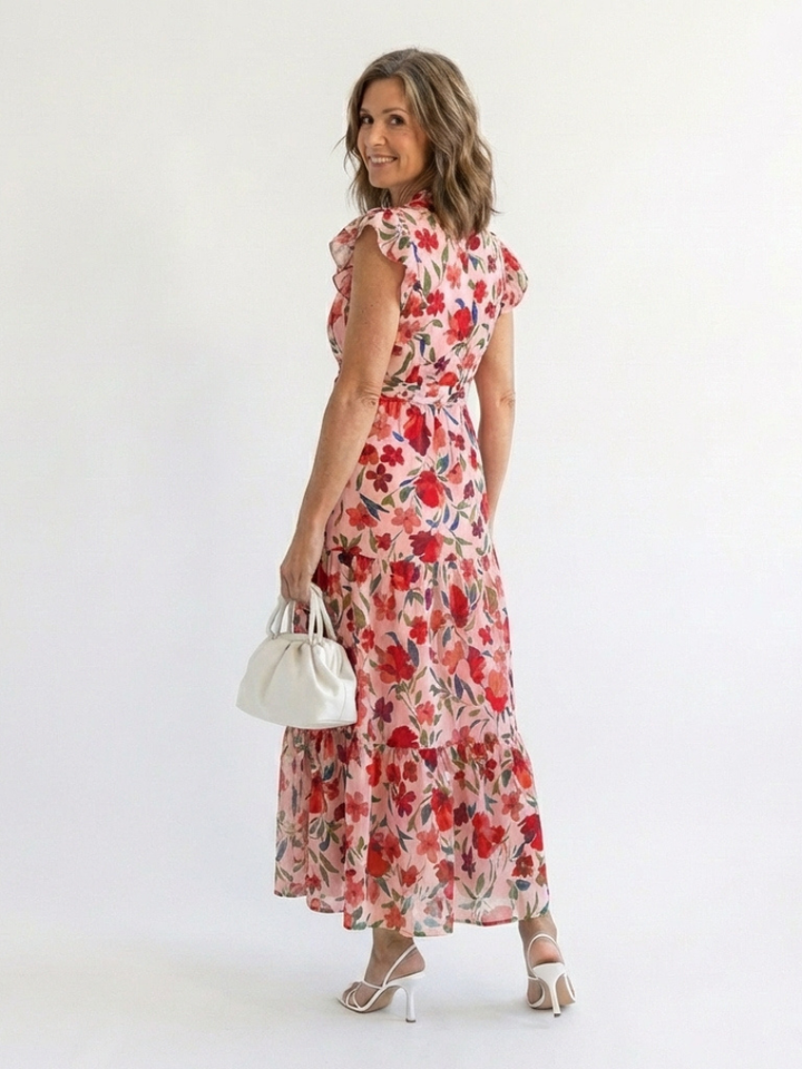 Agnès Paris | Robe Midi Évasée à Imprimé Floral Lila