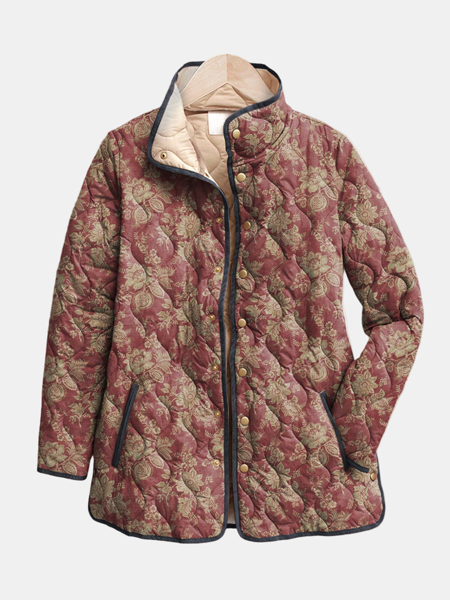 Agnès Paris | Veste Matelassée Damas Prune Sophie