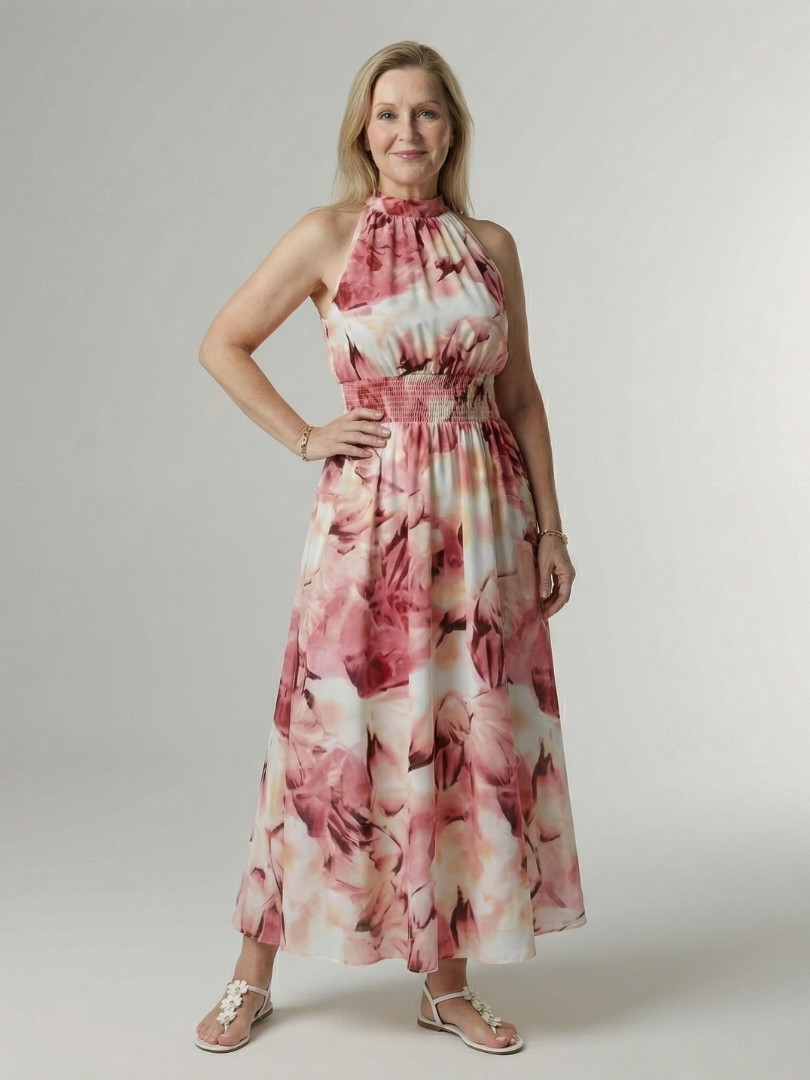 Agnès Paris | Robe Midi à Encolure Halter Froncée Sylin