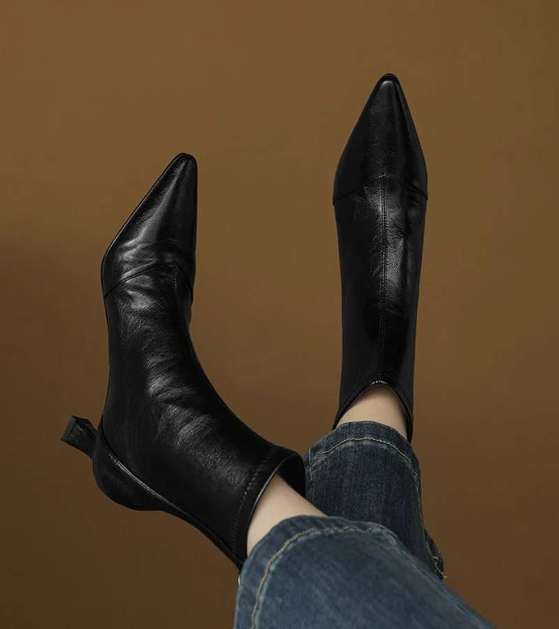 Agnès Paris | Bottines en cuir à talon élégant