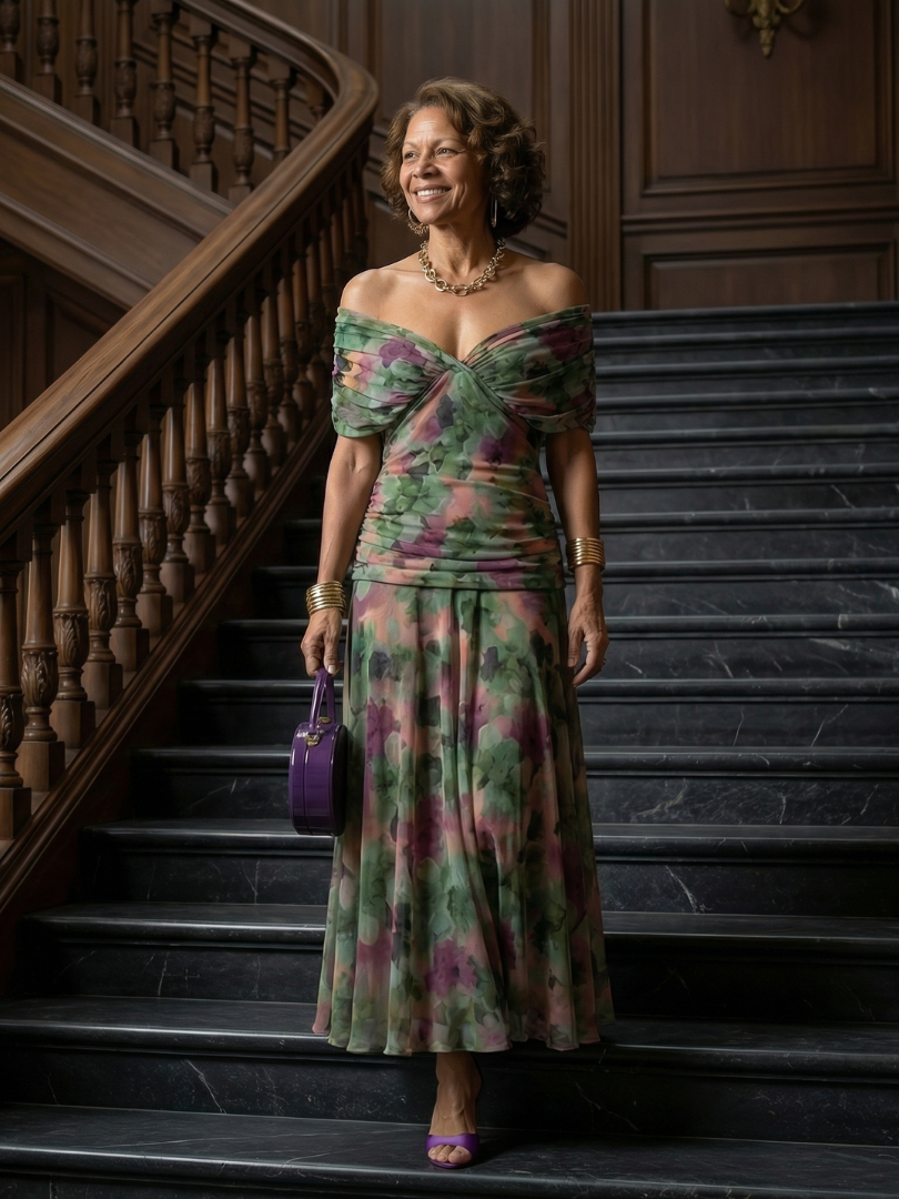 Agnès Paris | Robe Midi Décontractée à Épaules Dénudées Calen