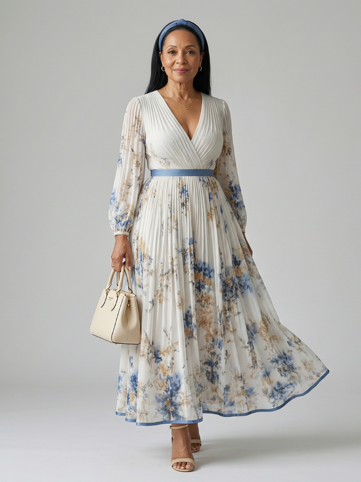 Agnès Paris | Robe Midi Plissée à Enveloppe Rielle