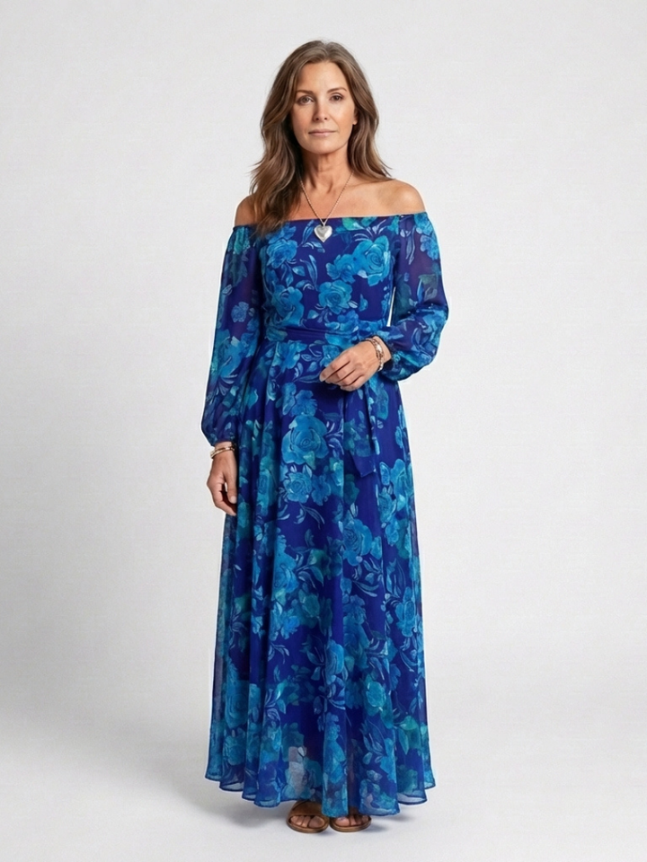 Agnès Paris | Robe Maxi Fleurie à Épaules Dégagées Aspen