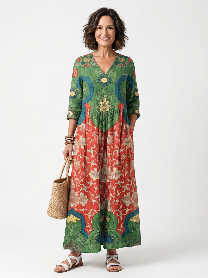Agnès Paris | Robe Midi Fleurie à Taille Froncée Amélie