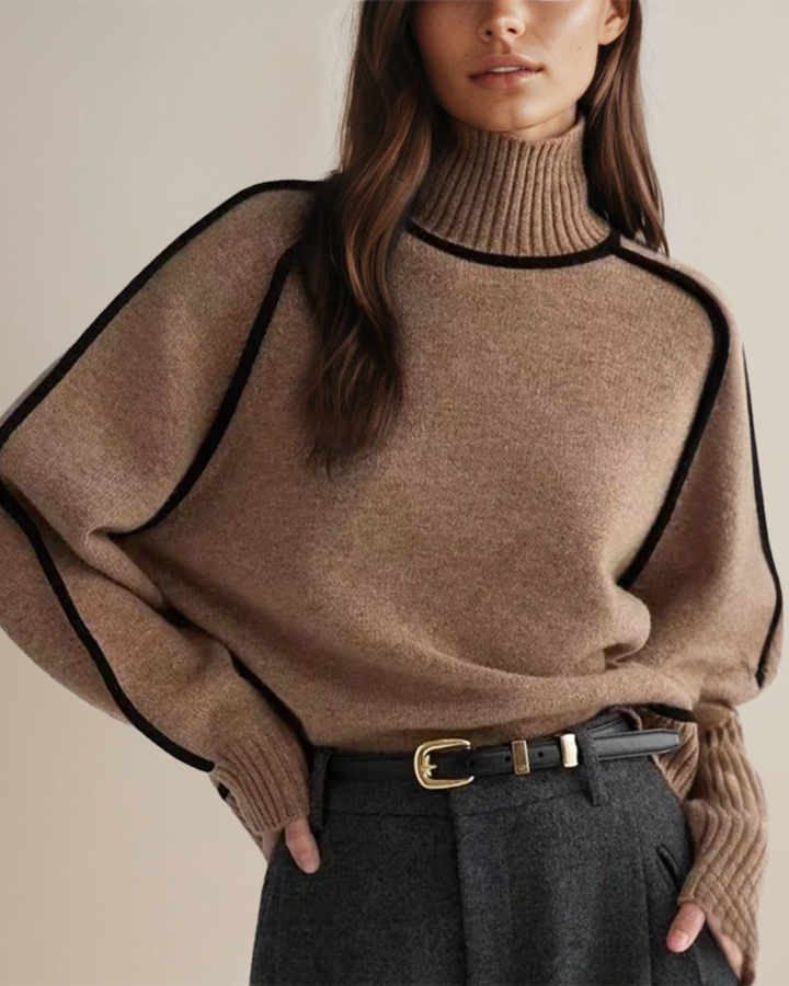 Agnès Paris | Pull Col Roulé Bordé Contrasté Aveline