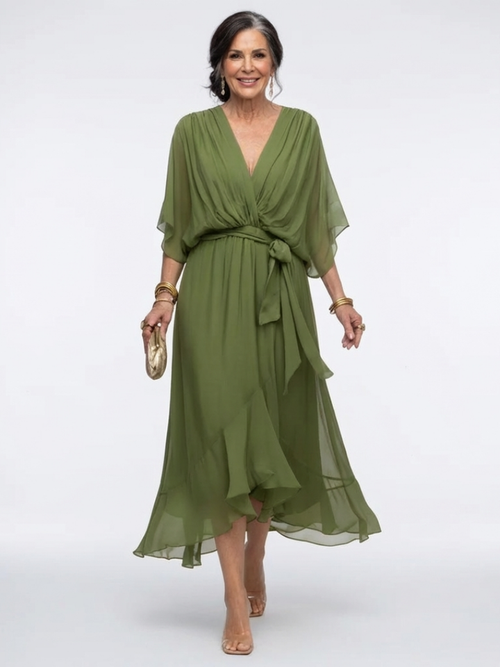 Agnès Paris | Robe Midi Drapée à Encolure Elysia