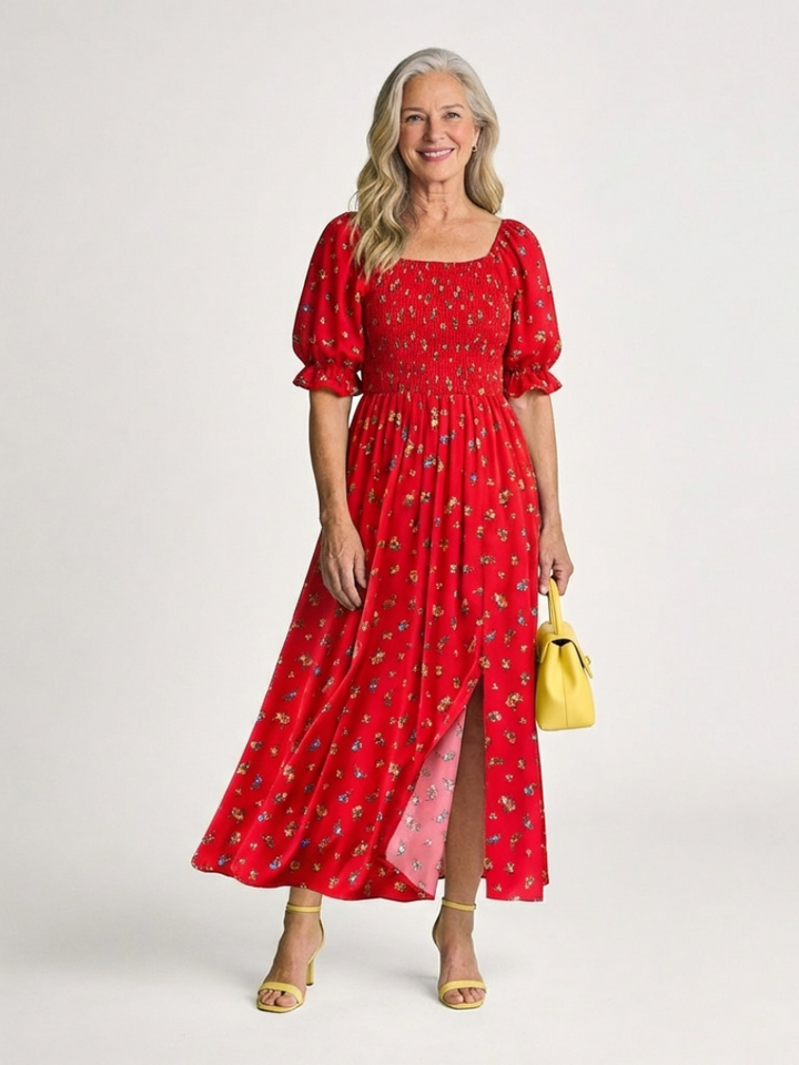 Agnès Paris | Robe Midi à Manches Bouffantes Delphine
