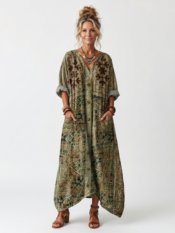 Agnès Paris | Robe Midi Brodée Boutonnée Monique