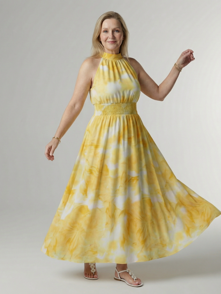 Agnès Paris | Robe Midi à Encolure Halter Froncée Sylin