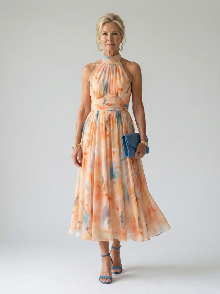 Agnès Paris | Robe Midi à Col Halter Doux Elin