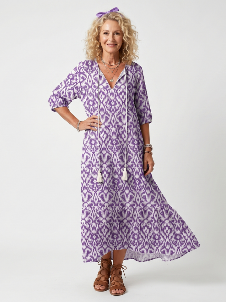 Agnès Paris | Robe Midi Imprimée à Pompons Brigitte