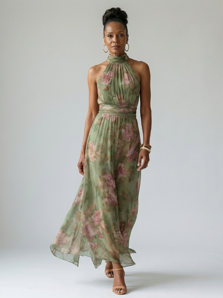 Agnès Paris | Robe Midi à Encolure Halter Froncée Mirelle