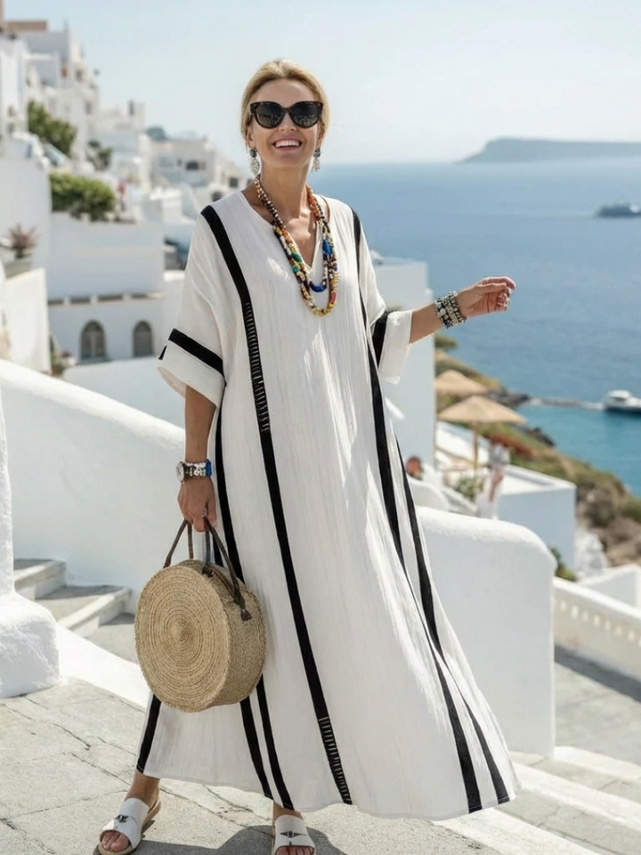 Agnès Paris | Robe Maxi à Manches Courtes Elvienne