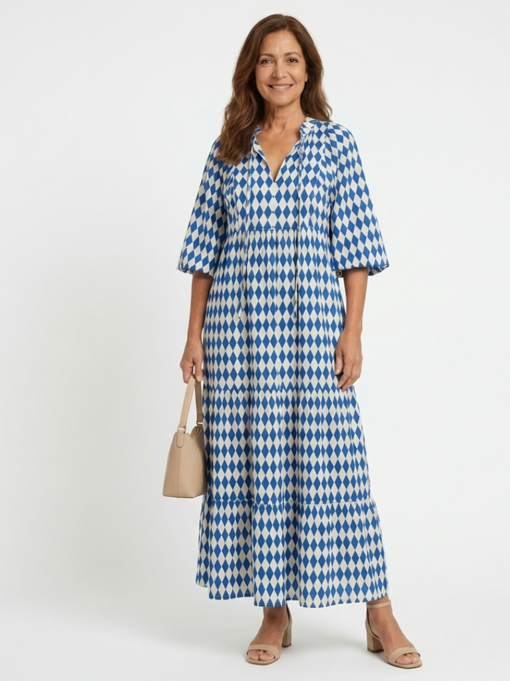 Agnès Paris | Robe Midi à Imprimé Diamant Elodie