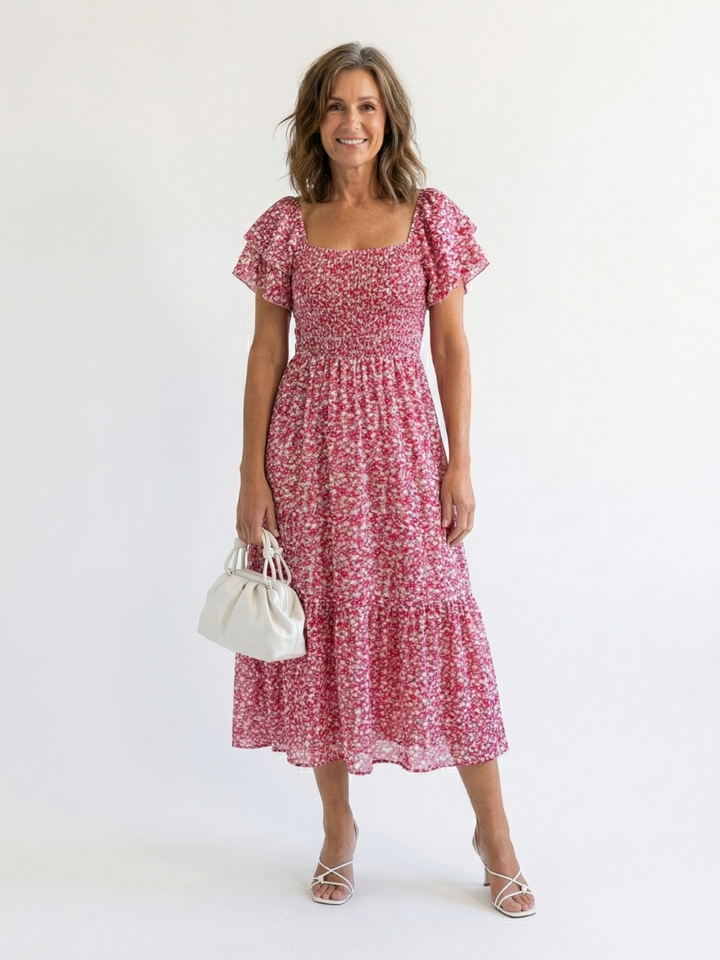 Agnès Paris | Robe Midi Florale à Épaules Nues Odette