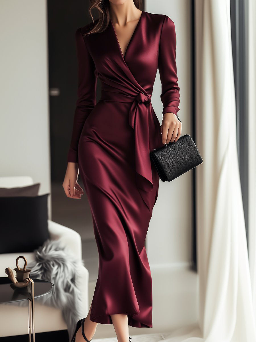 Agnès Paris | ROBE PORTEFEUILLE SATINÉE