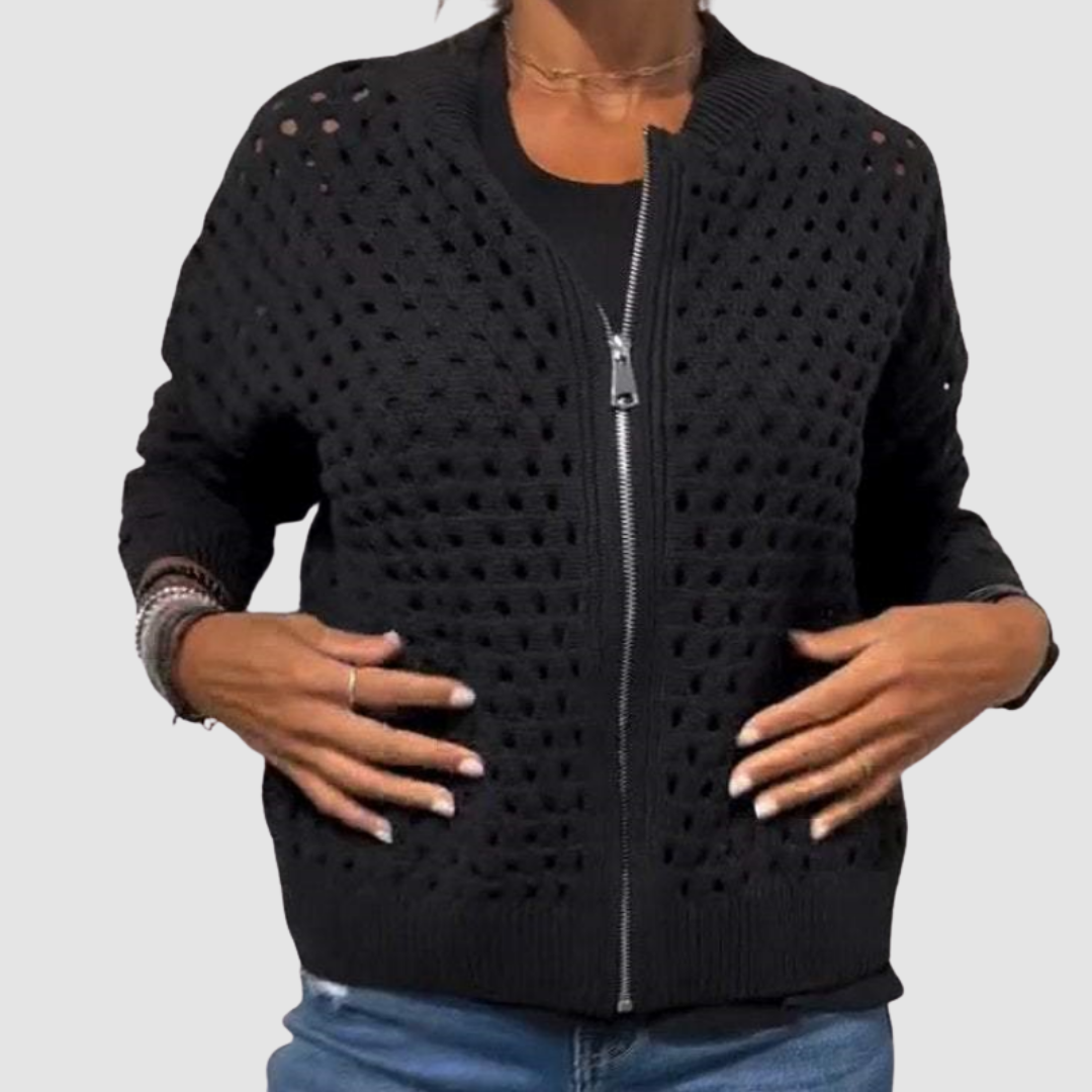 Agnès Paris | Veste Zippée en Maille Ajourée Charlotte