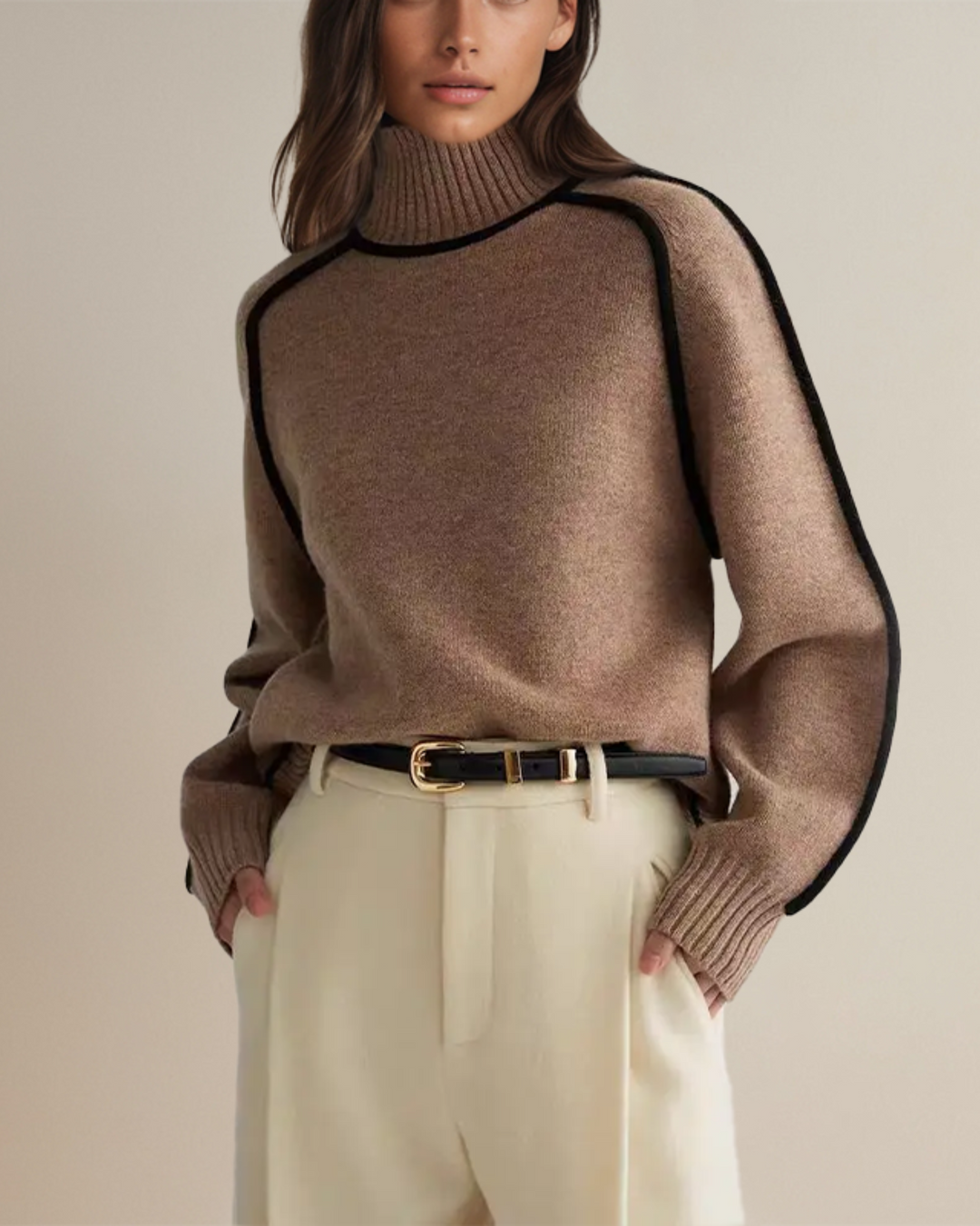 Agnès Paris | Pull Col Roulé Bordé Contrasté Aveline