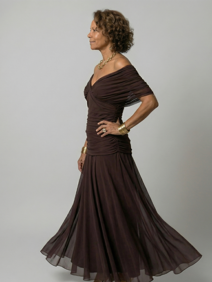 Agnès Paris | Robe Midi Décontractée à Épaules Dénudées Calen