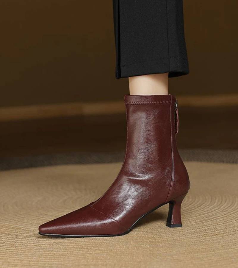 Agnès Paris | Bottines en cuir à talon élégant
