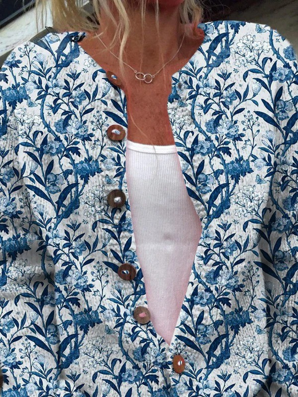 Agnès Paris | Cardigan Toile Bleue Fleurie Margot
