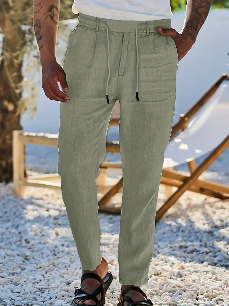 Agnès Paris | PANTALONS LARGES EN LIN AVEC CORDON