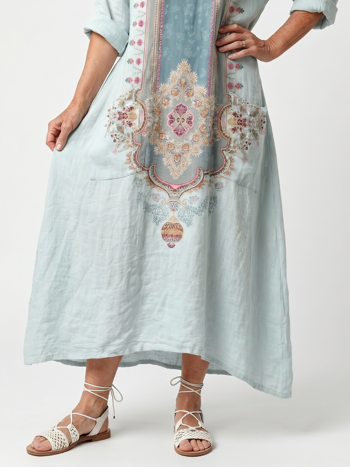 Agnès Paris | Robe Midi Brodée à Poches Claire