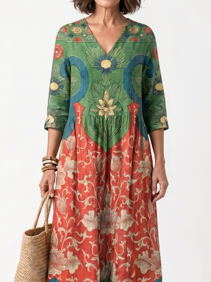 Agnès Paris | Robe Midi Fleurie à Taille Froncée Amélie