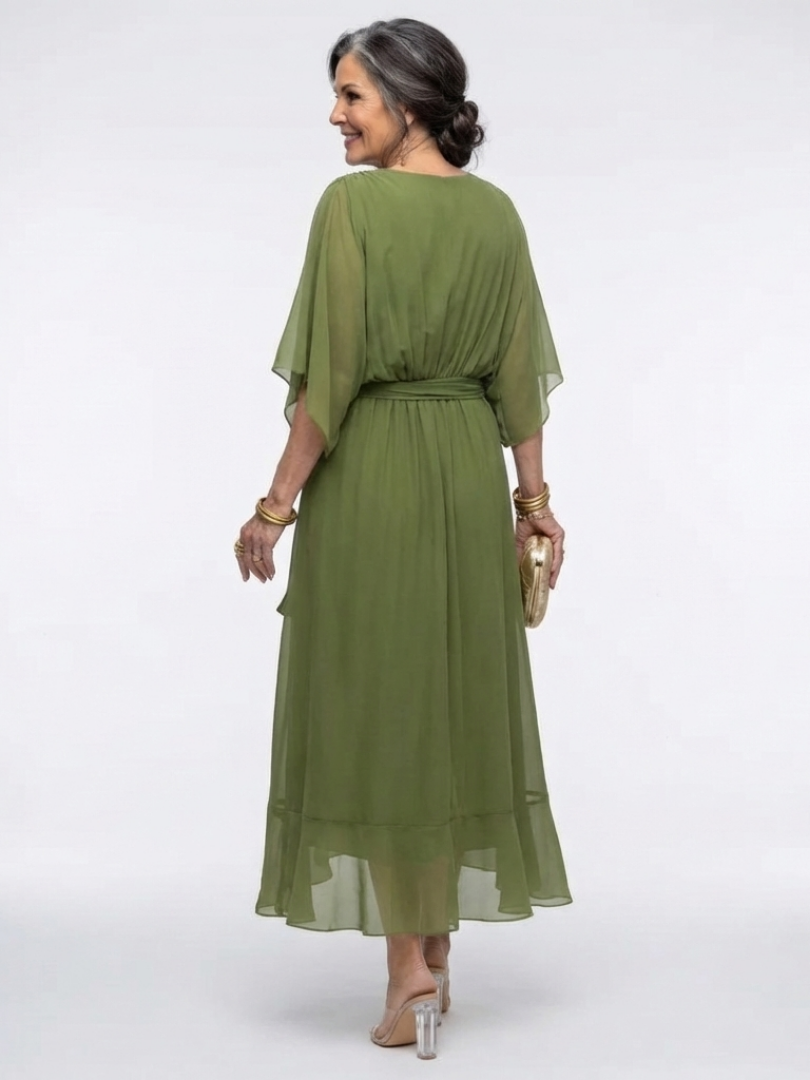 Agnès Paris | Robe Midi Drapée à Encolure Elysia