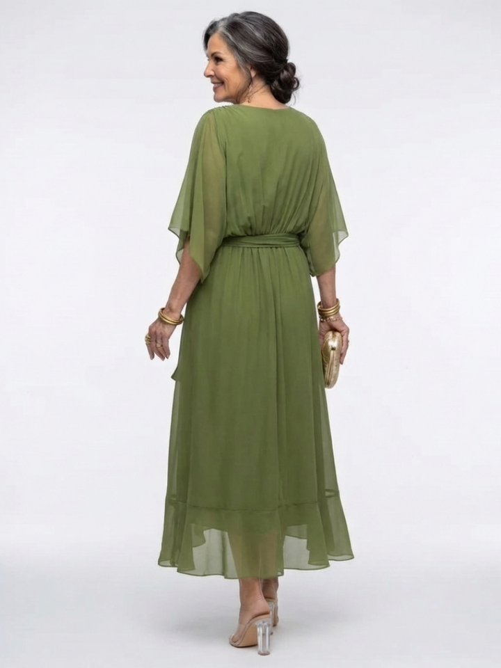 Agnès Paris | Robe Midi Drapée à Encolure Elysia