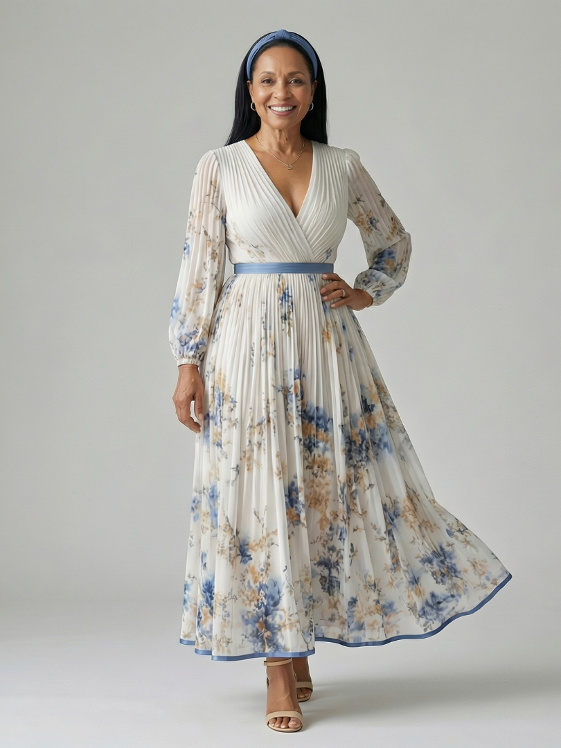 Agnès Paris | Robe Midi Plissée à Enveloppe Rielle