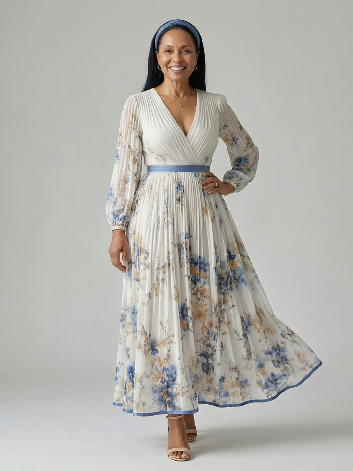 Agnès Paris | Robe Midi Plissée à Enveloppe Rielle