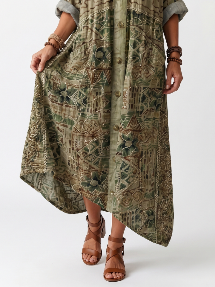 Agnès Paris | Robe Midi Brodée Boutonnée Monique