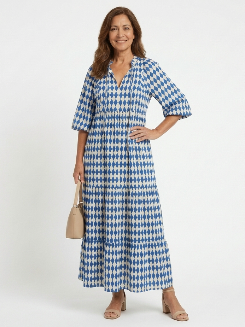 Agnès Paris | Robe Midi à Imprimé Diamant Elodie