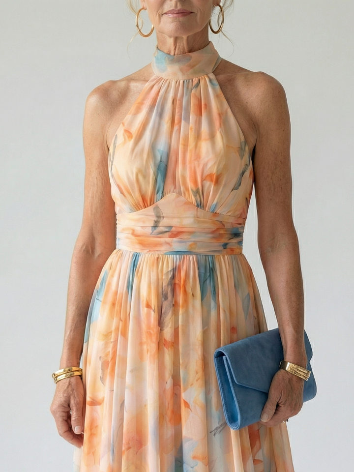 Agnès Paris | Robe Midi à Col Halter Doux Elin